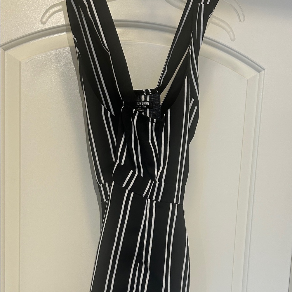 Fashion Union Black and White Striped Jumpsuit‎